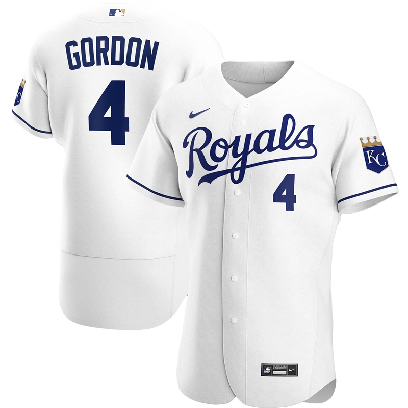 2020 MLB Men Kansas City Royals Alex Gordon Nike White Home 2020 Authentic Player Jersey 1